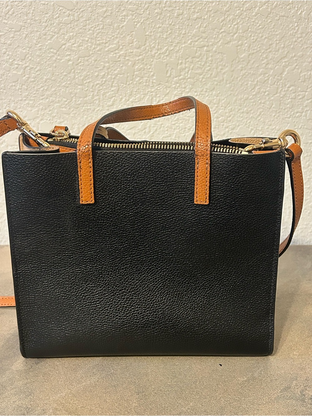 Marc Jacobs Grind Mini Black Tan Cream Colorblock Leather Tote Crossbody - Picture 4 of 11